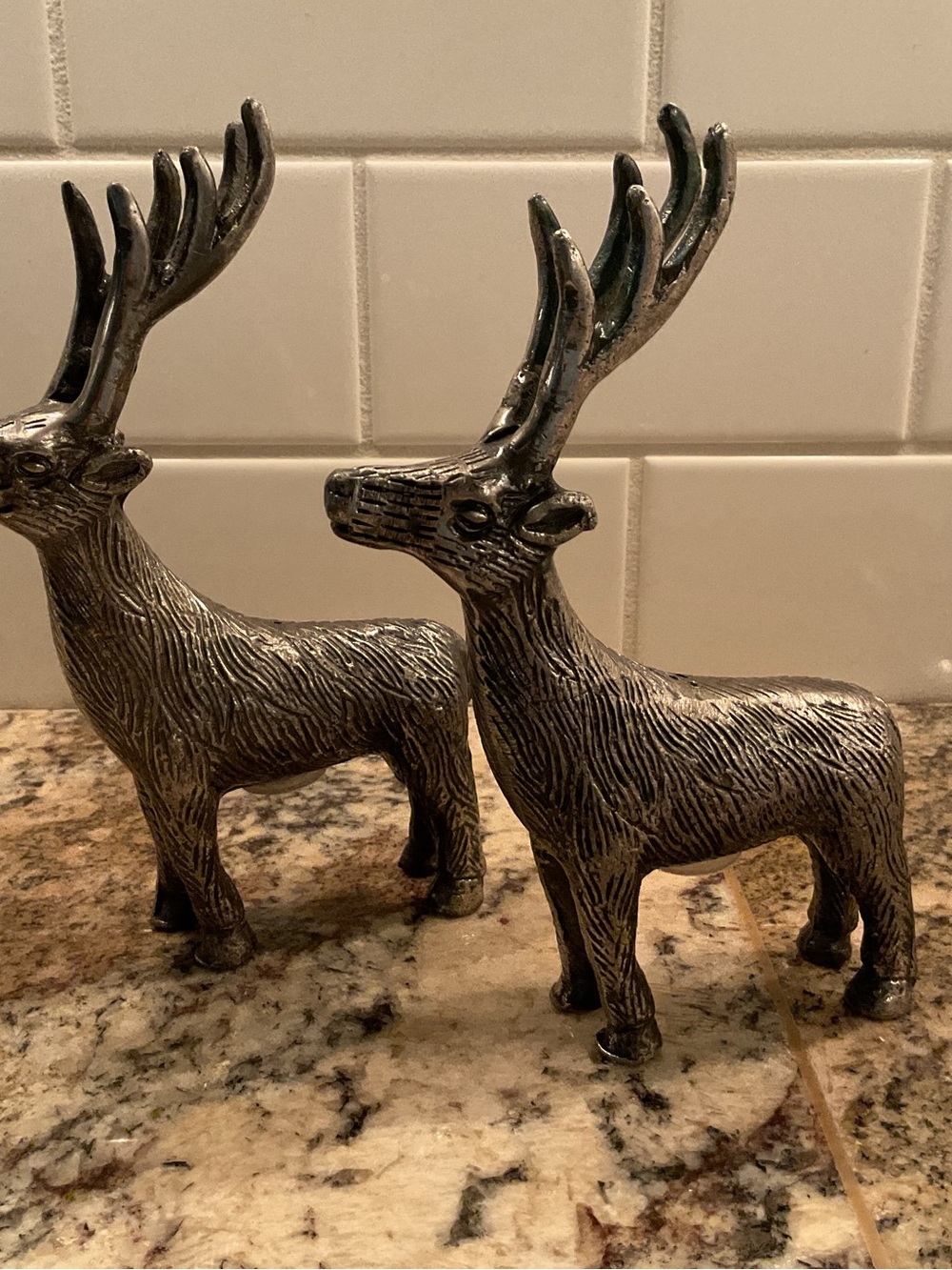 Pottery Barn Reindeer Butter-dish & Salt & Pepper Set NWOT - Picture 3 of 5